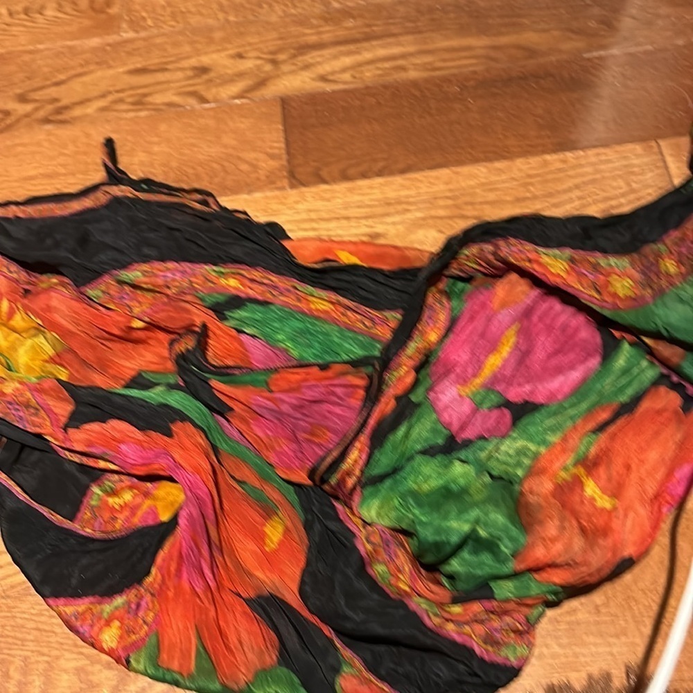 Vintage festival crinkle colourful silky scarf - Picture 2 of 2